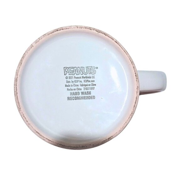 Peanuts Snoopy Coffee Mug Let It Snow Ceramic Cup White Blue Winter Snowflake - Picture 6 of 6